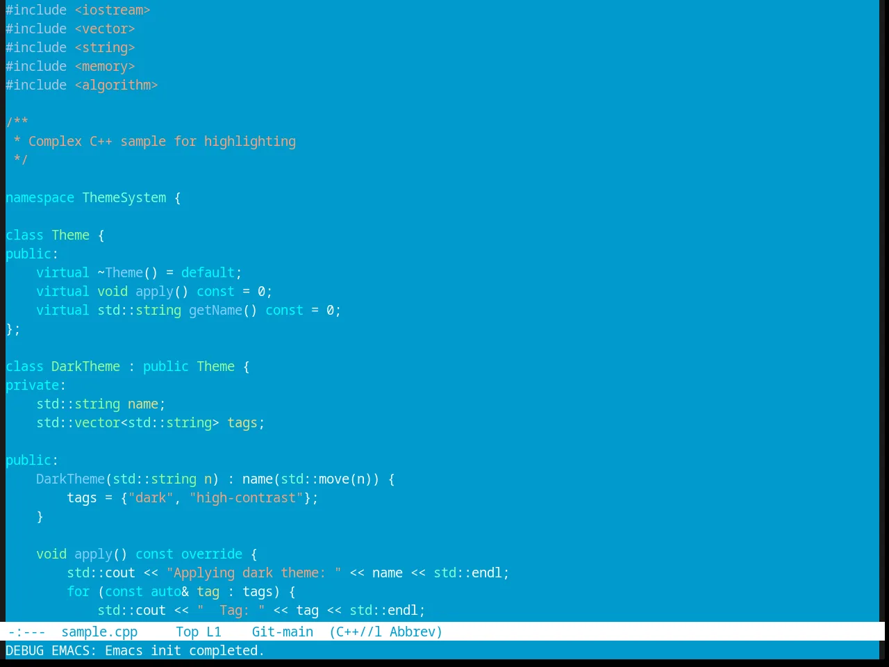 Aalto Dark theme in c++-mode