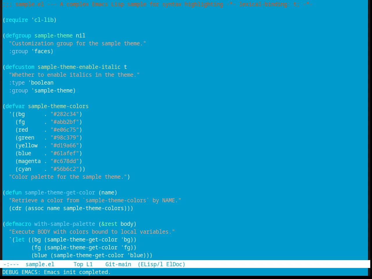 Aalto Dark theme in emacs-lisp-mode