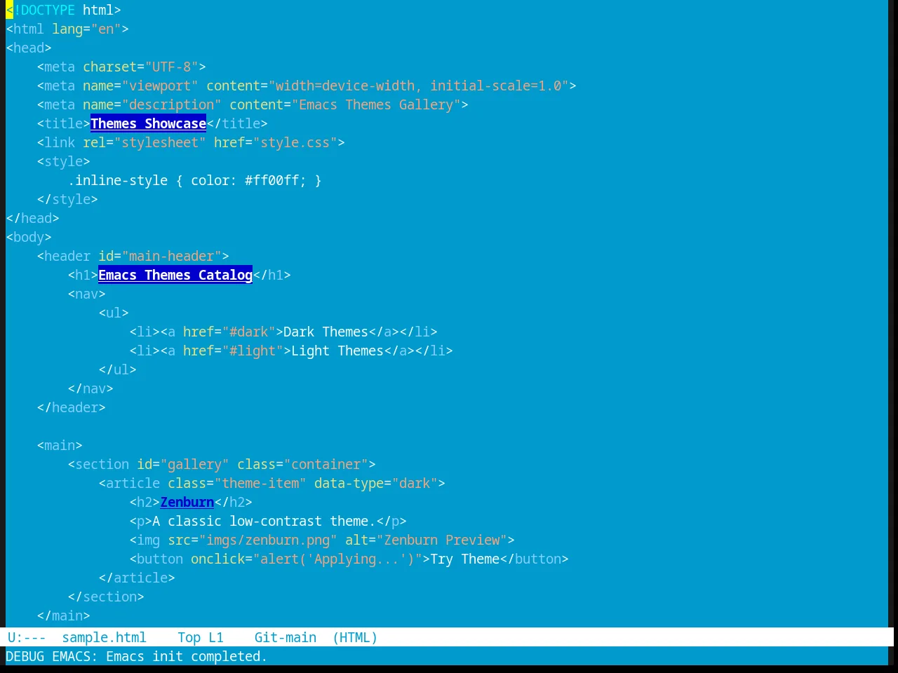 Aalto Dark theme in html-mode