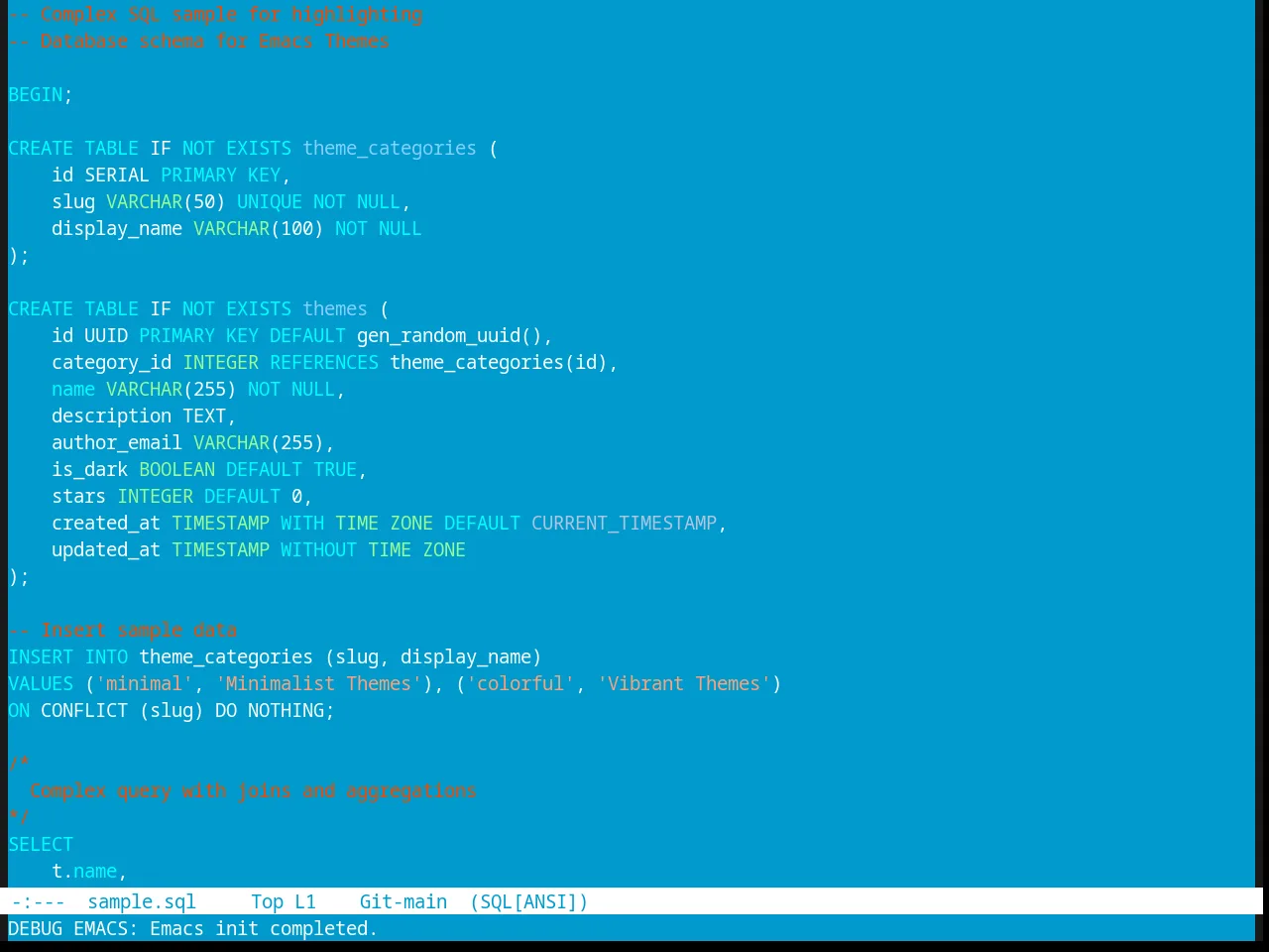 Aalto Dark theme in sql-mode