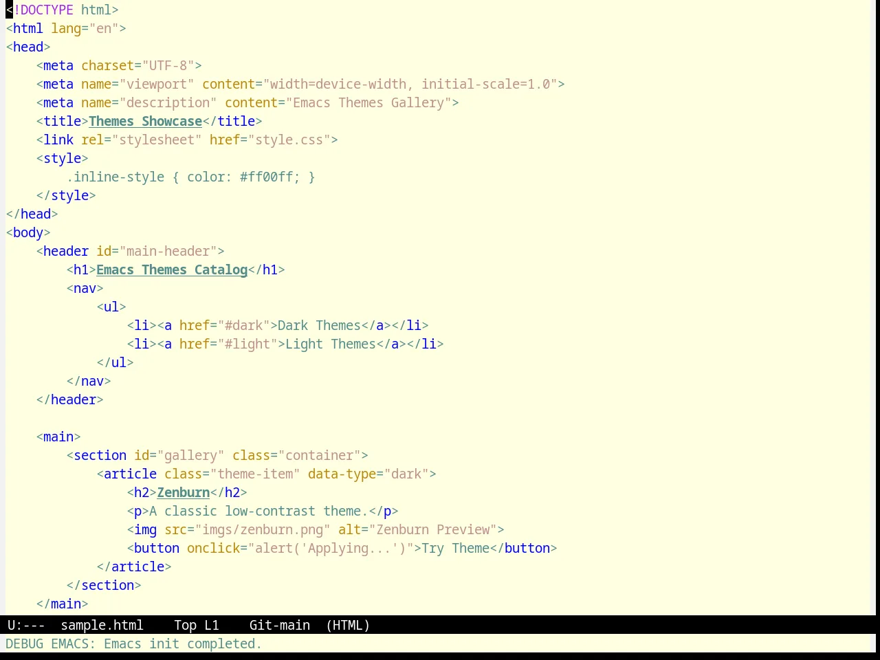 Aalto Light Theme in html-mode