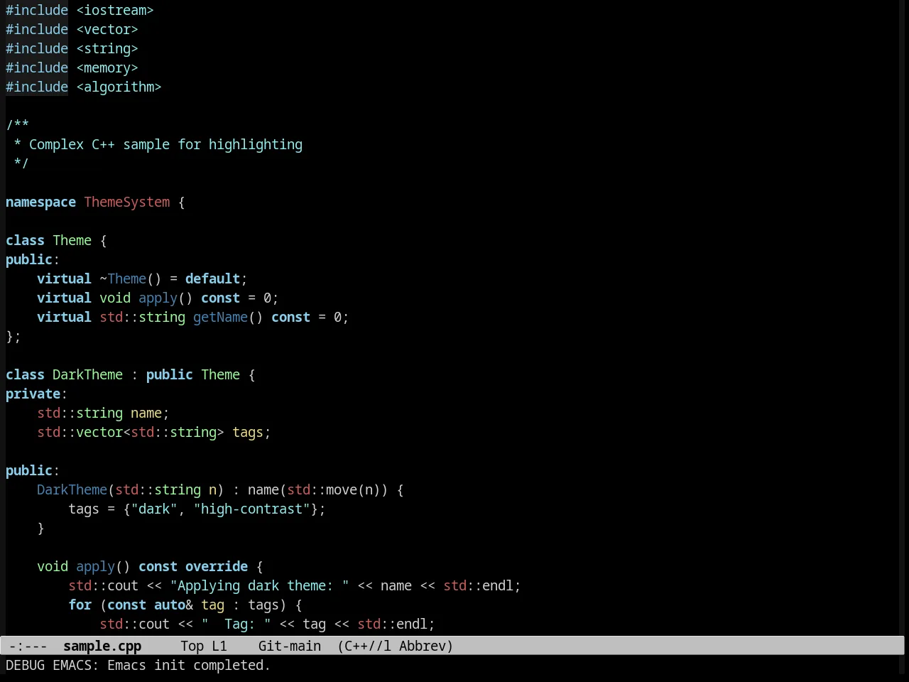 Aanila Theme in c++-mode