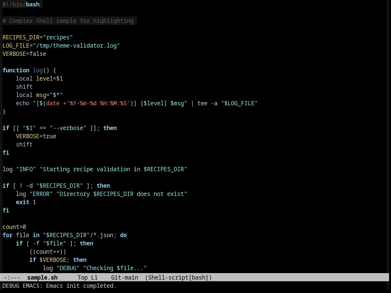 Aanila Theme in sh-mode