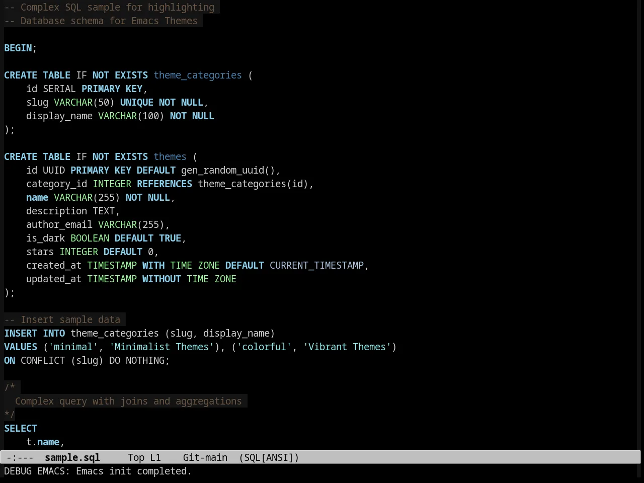 Aanila Theme in sql-mode