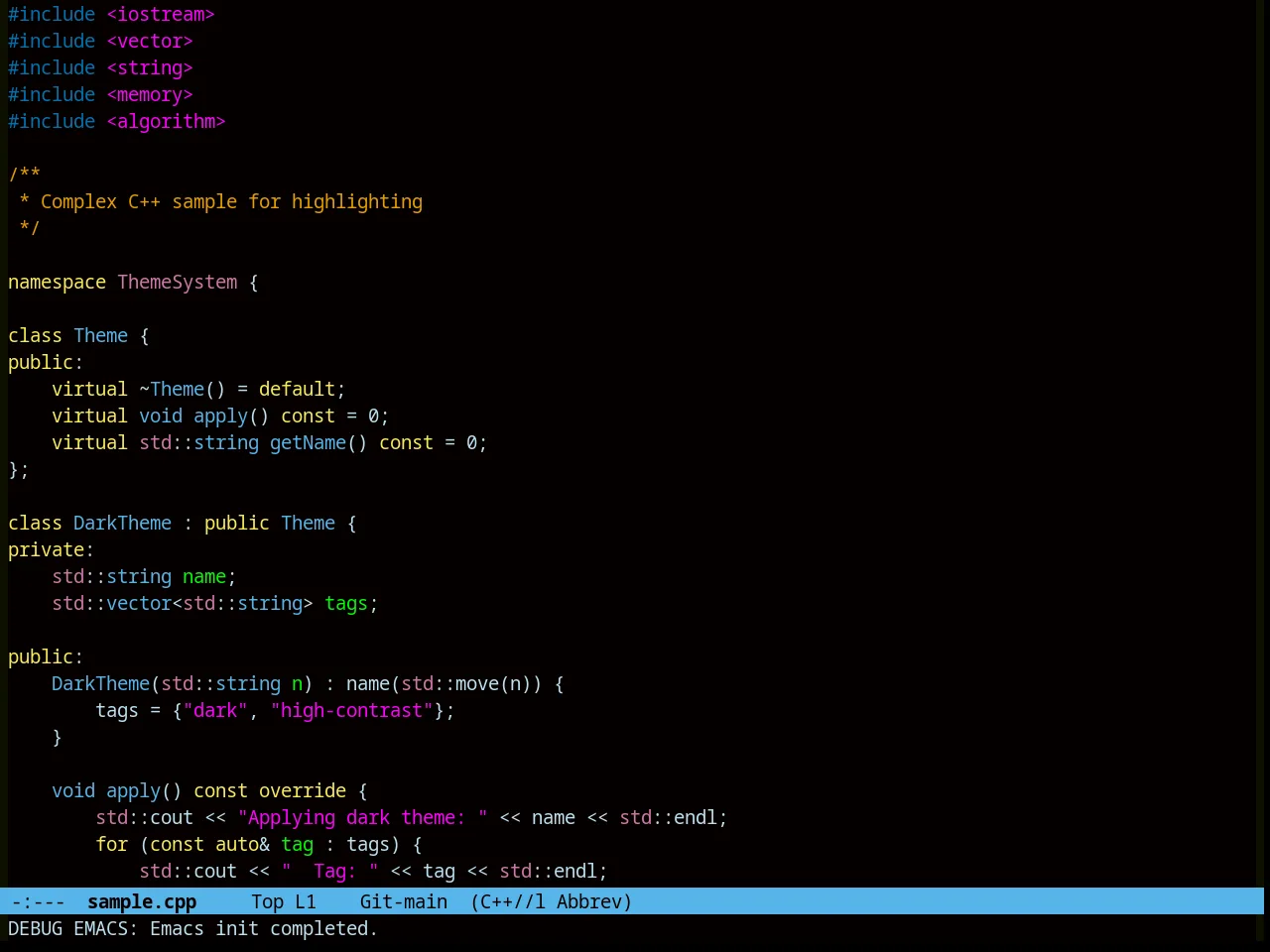 Abyss Theme in c++-mode