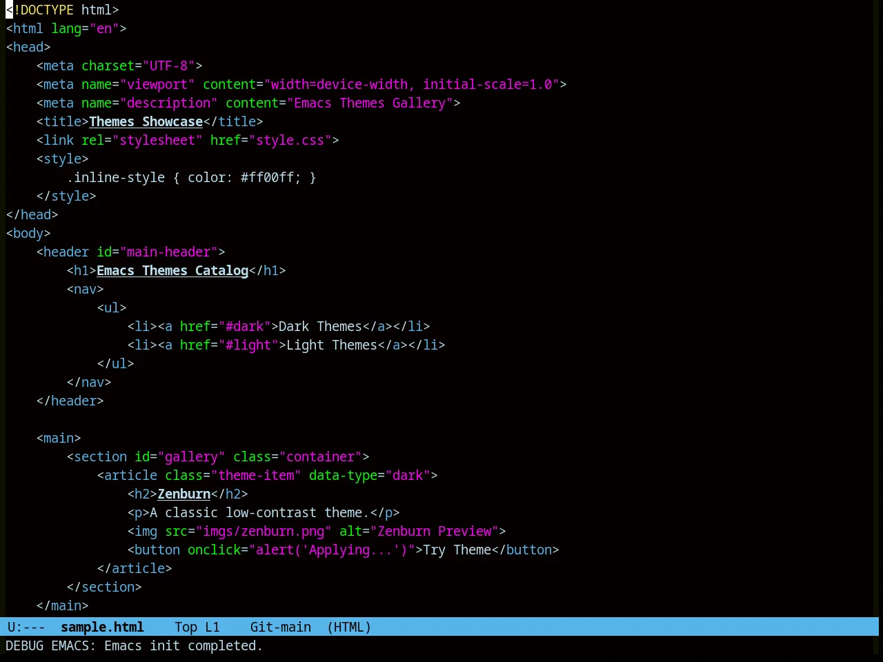 Abyss Theme in html-mode