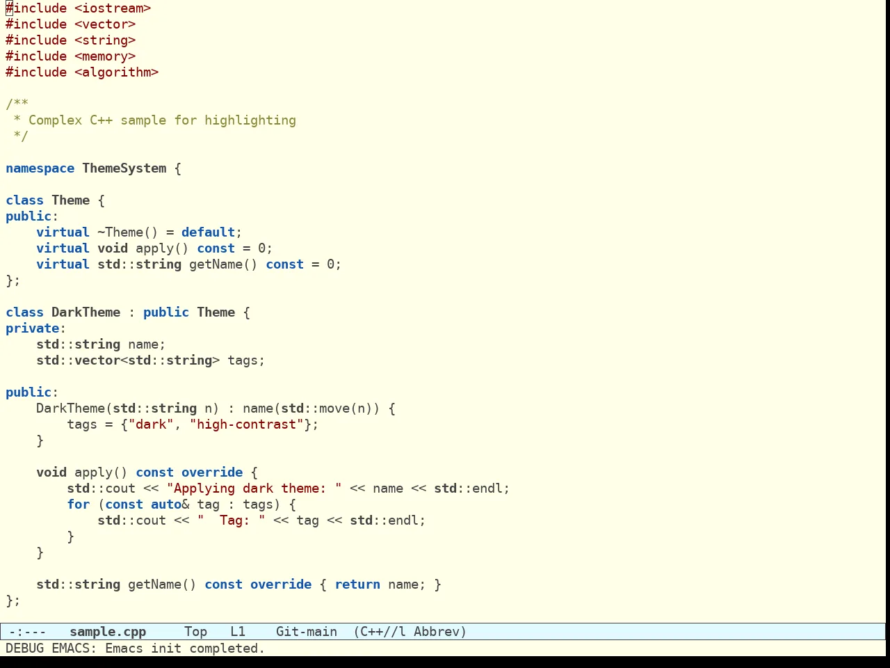 Acme Theme in c++-mode