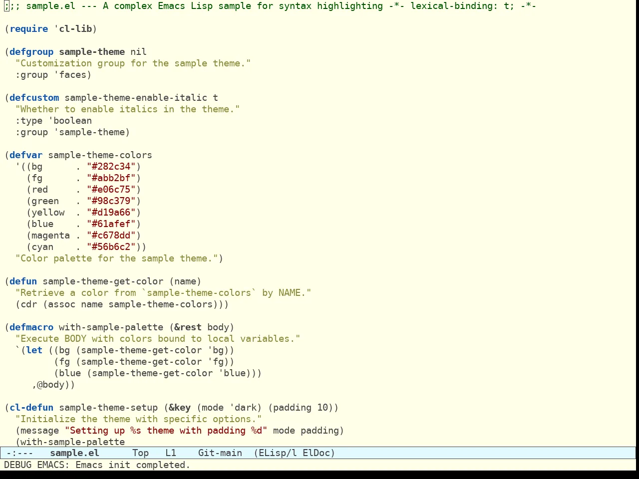 Acme Theme in emacs-lisp-mode