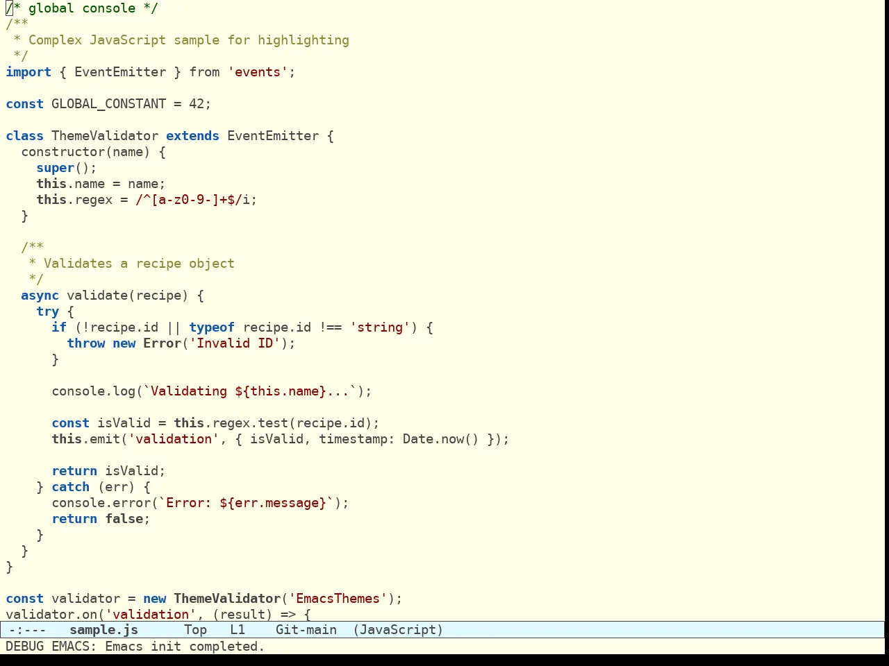 Acme Theme in javascript-mode