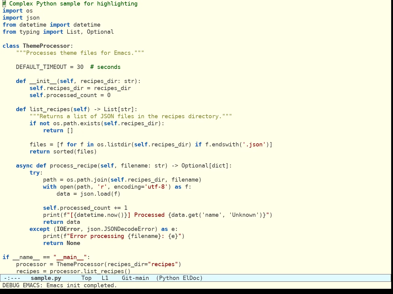 Acme Theme in python-mode