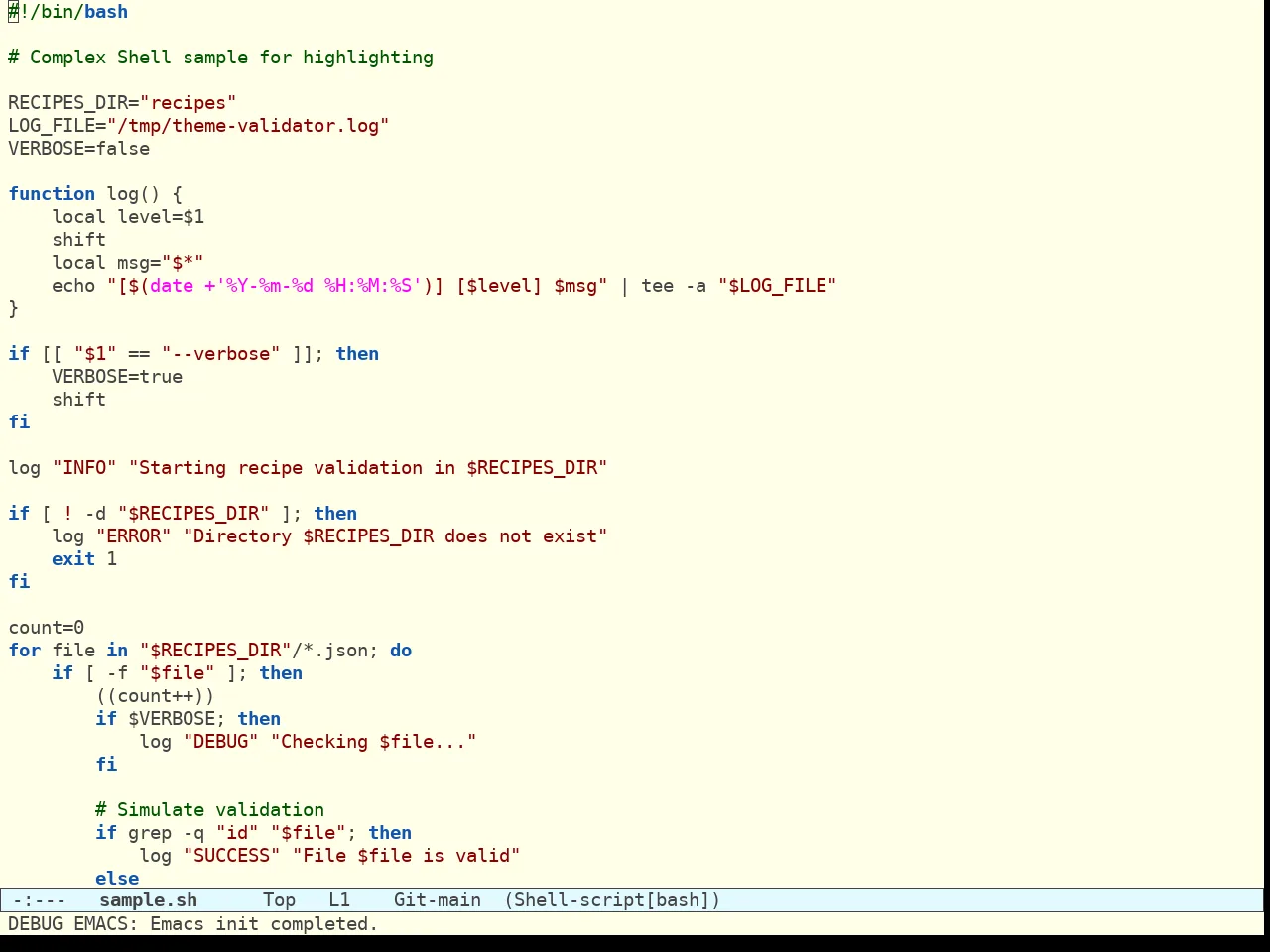 Acme Theme in sh-mode