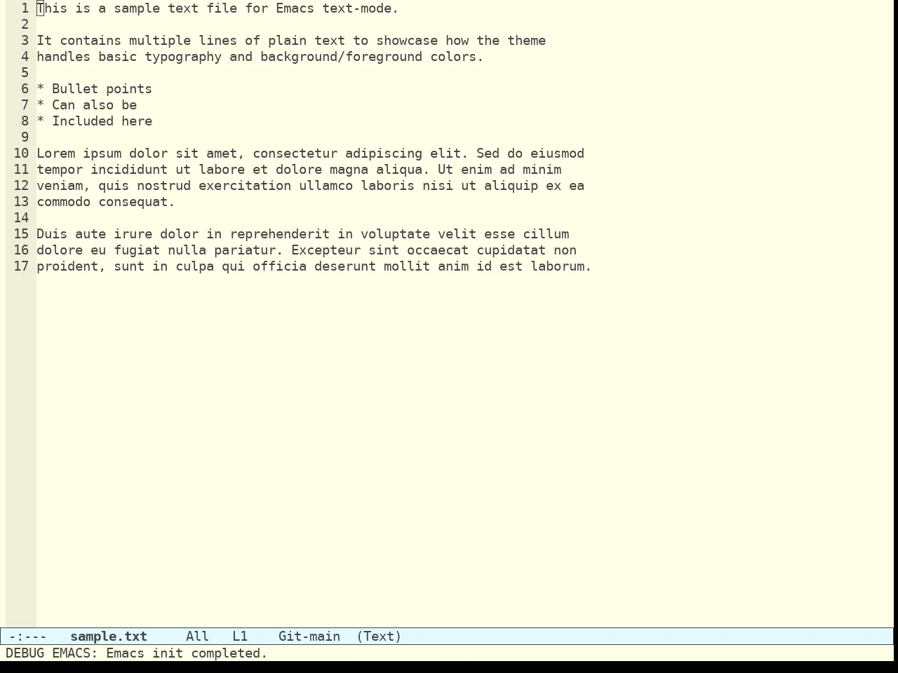 Acme Theme in text-mode