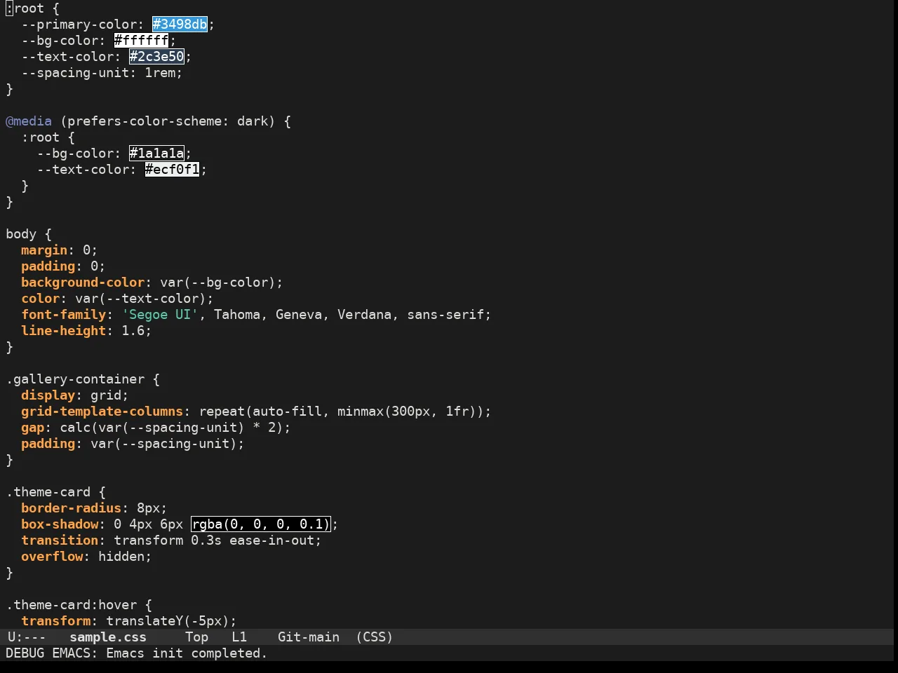 Adwaita Dark Theme in css-mode