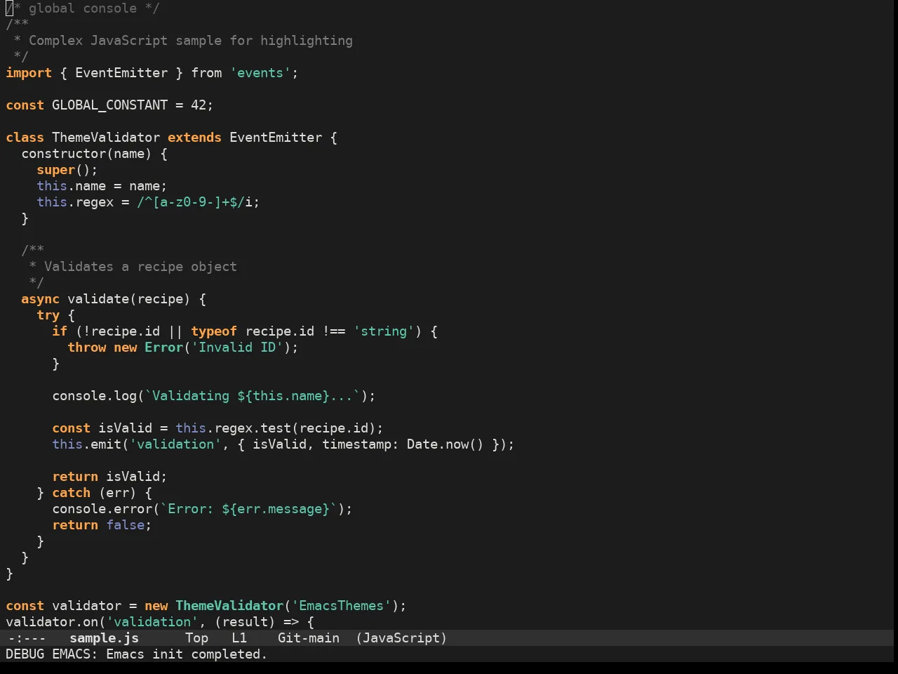 Adwaita Dark Theme in javascript-mode