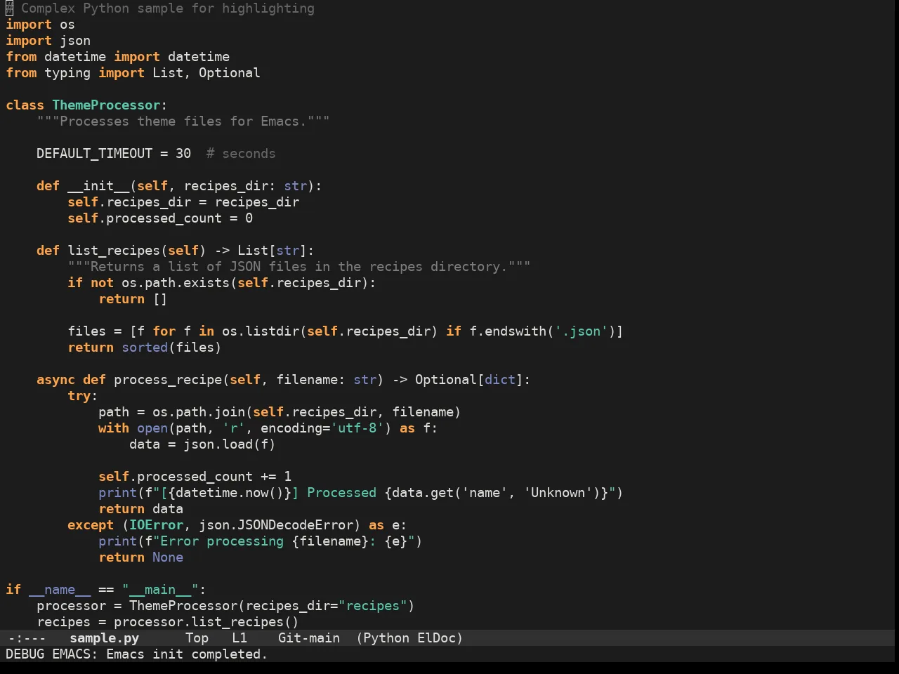 Adwaita Dark Theme in python-mode