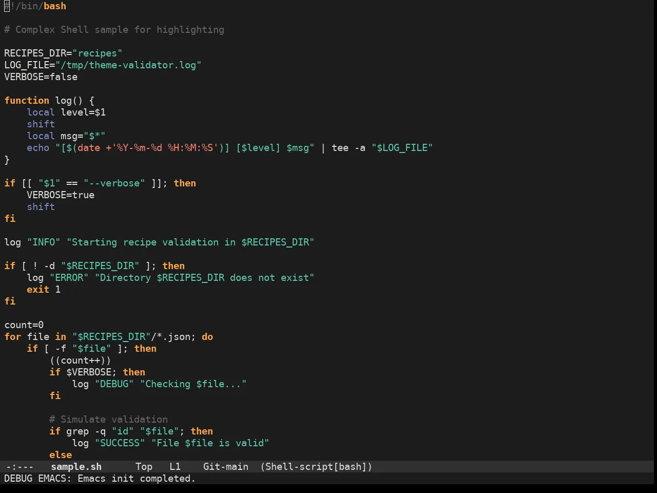 Adwaita Dark Theme in sh-mode