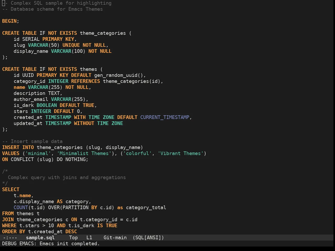 Adwaita Dark Theme in sql-mode