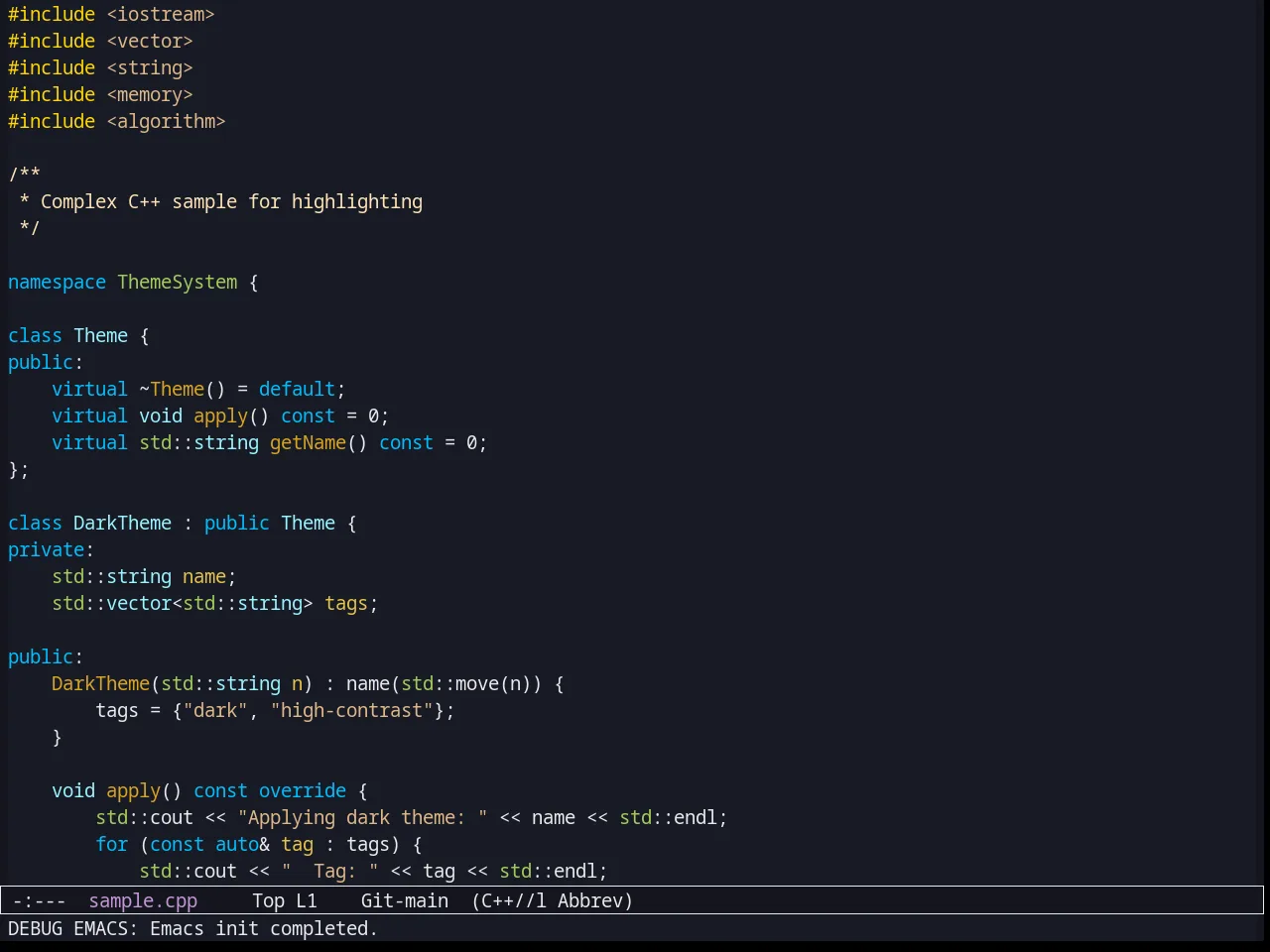 Afternoon Theme in c++-mode