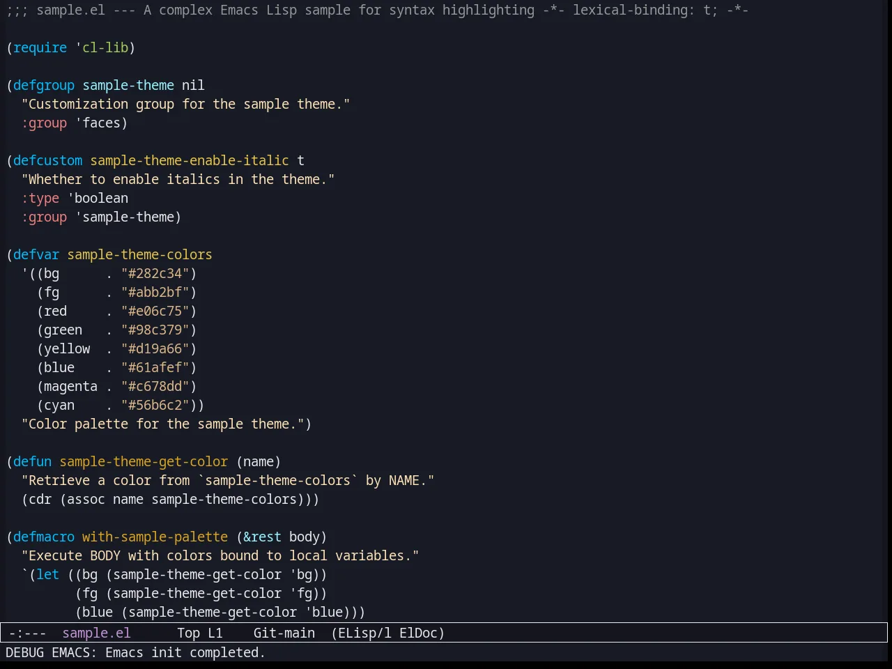 Afternoon Theme in emacs-lisp-mode