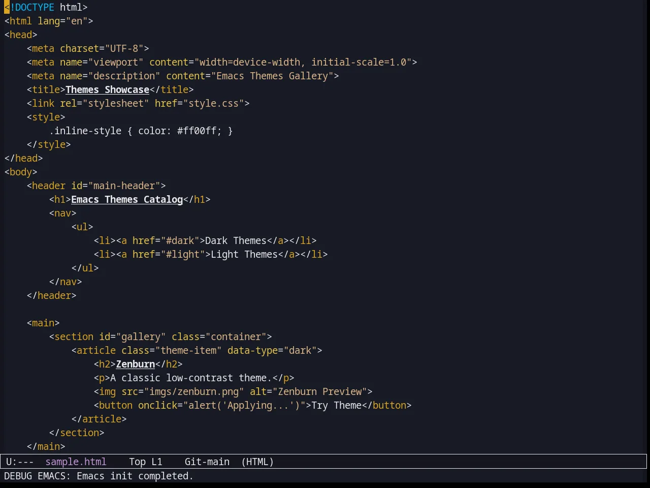 Afternoon Theme in html-mode