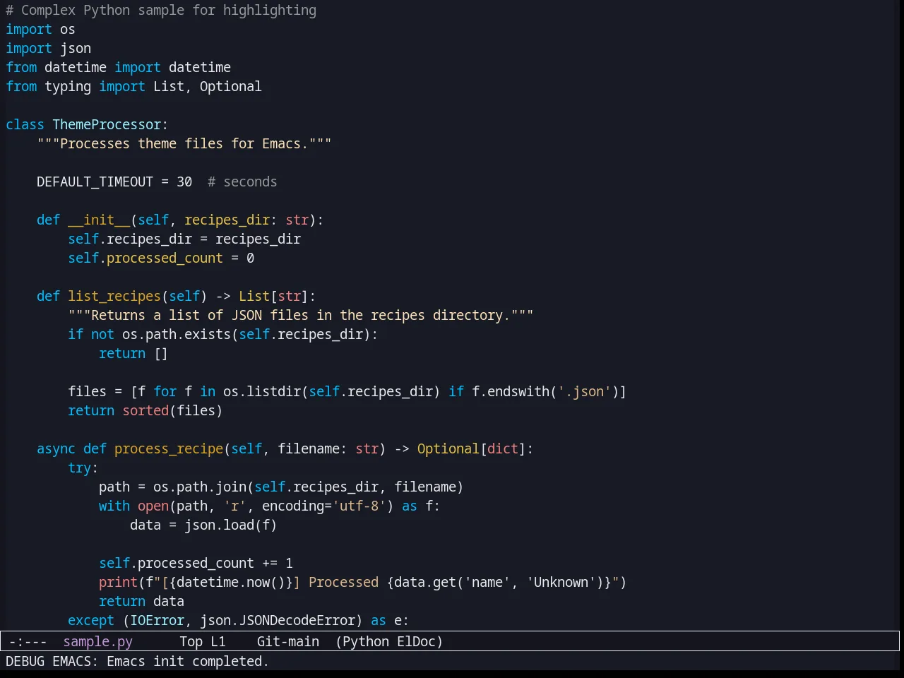 Afternoon Theme in python-mode