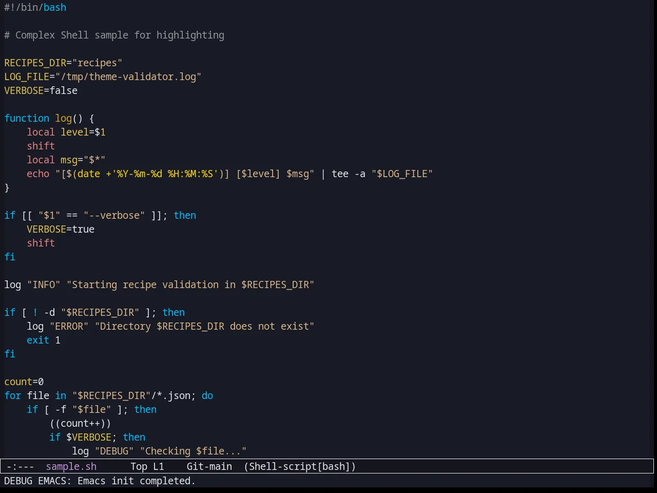Afternoon Theme in sh-mode