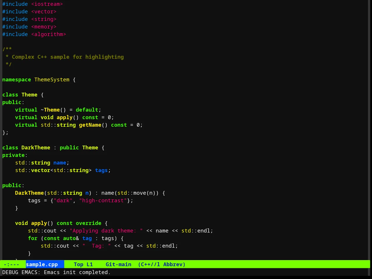 Ahungry Theme in c++-mode