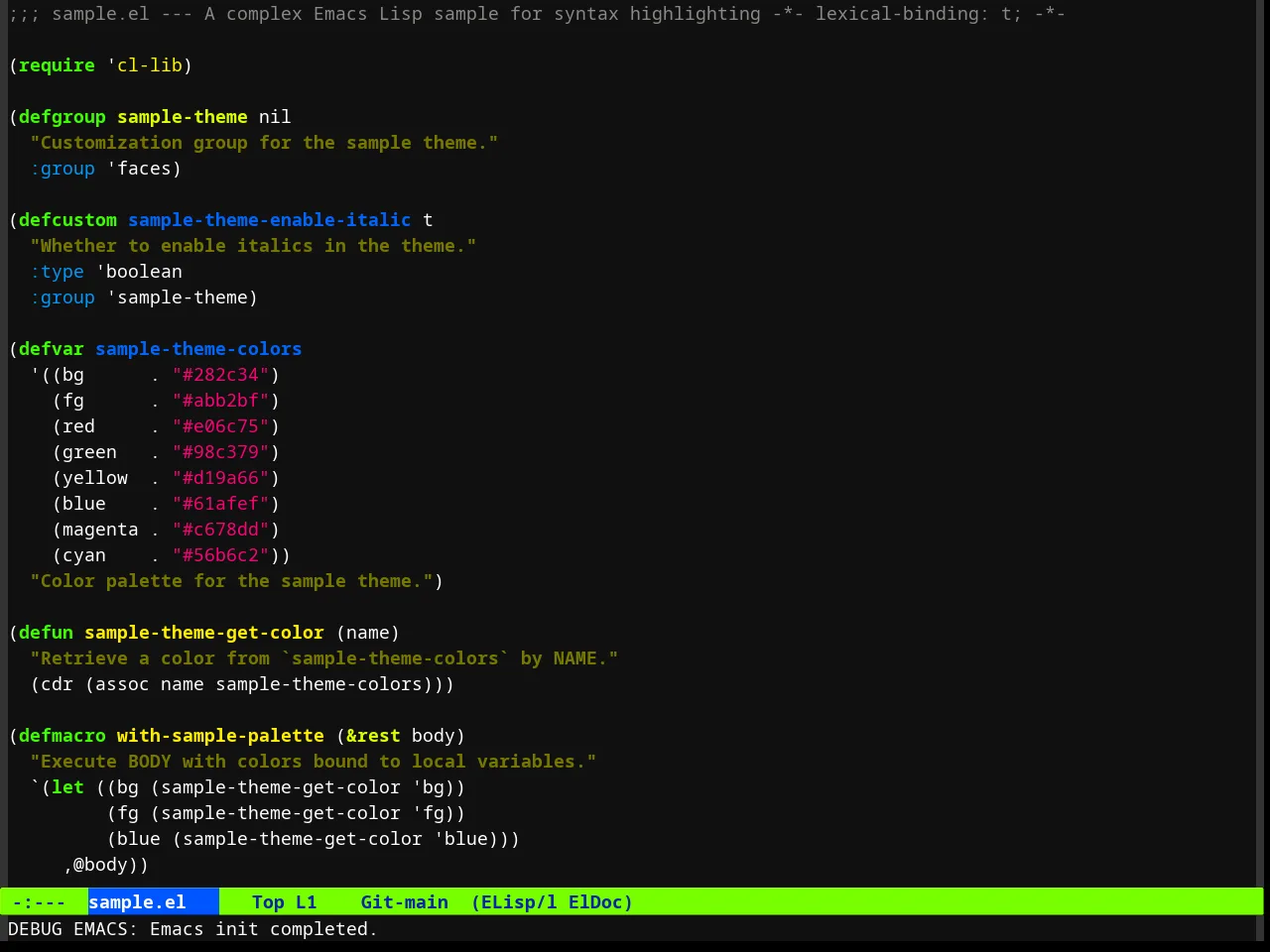 Ahungry Theme in emacs-lisp-mode