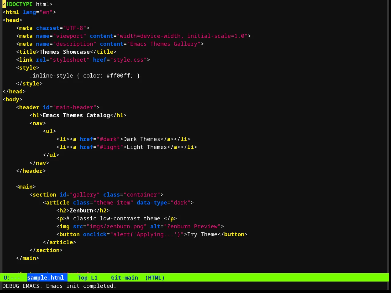 Ahungry Theme in html-mode