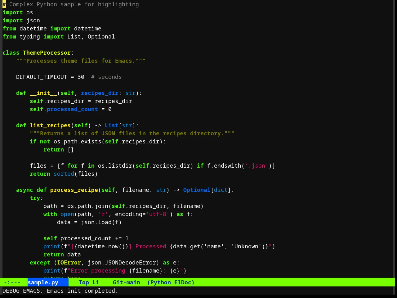 Ahungry Theme in python-mode