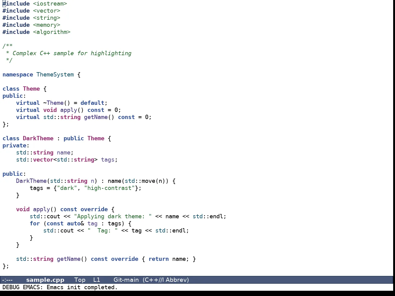 Aircon Theme in c++-mode