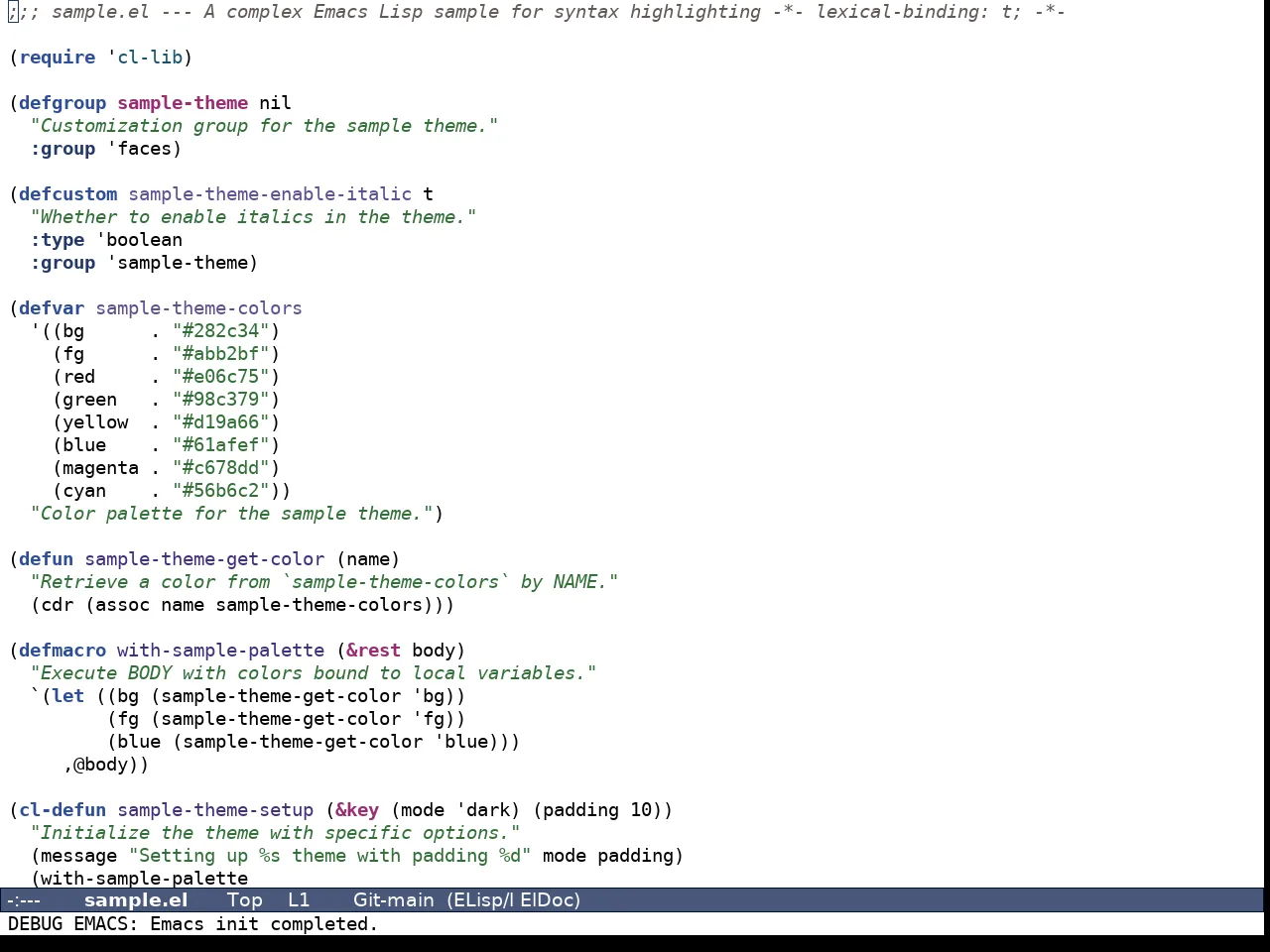 Aircon Theme in emacs-lisp-mode