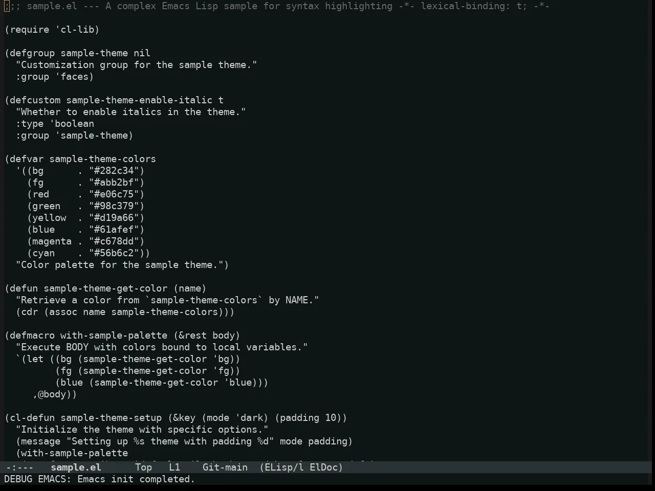 Alabaster Themes Dark Mono Theme in emacs-lisp-mode