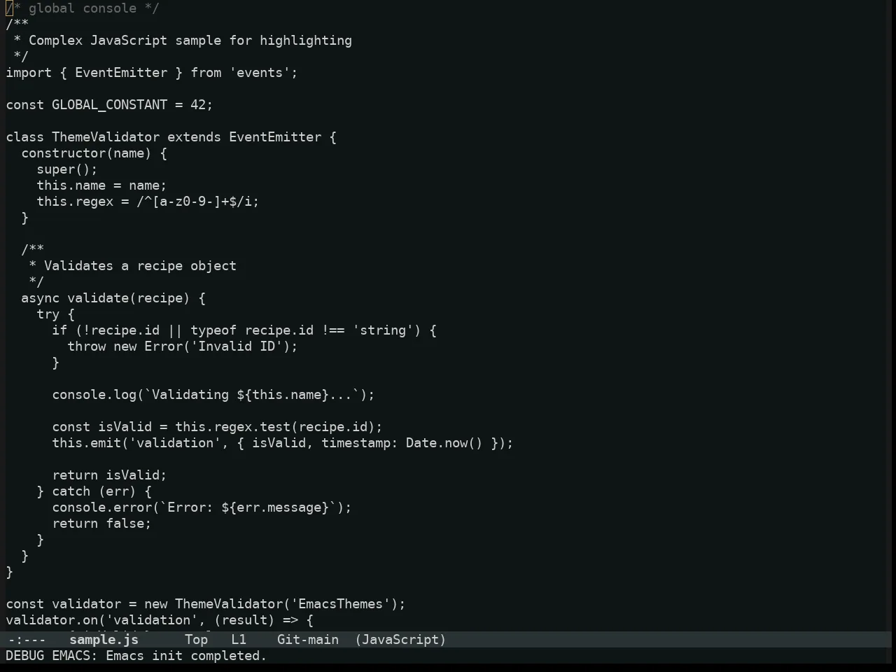 Alabaster Themes Dark Mono Theme in javascript-mode