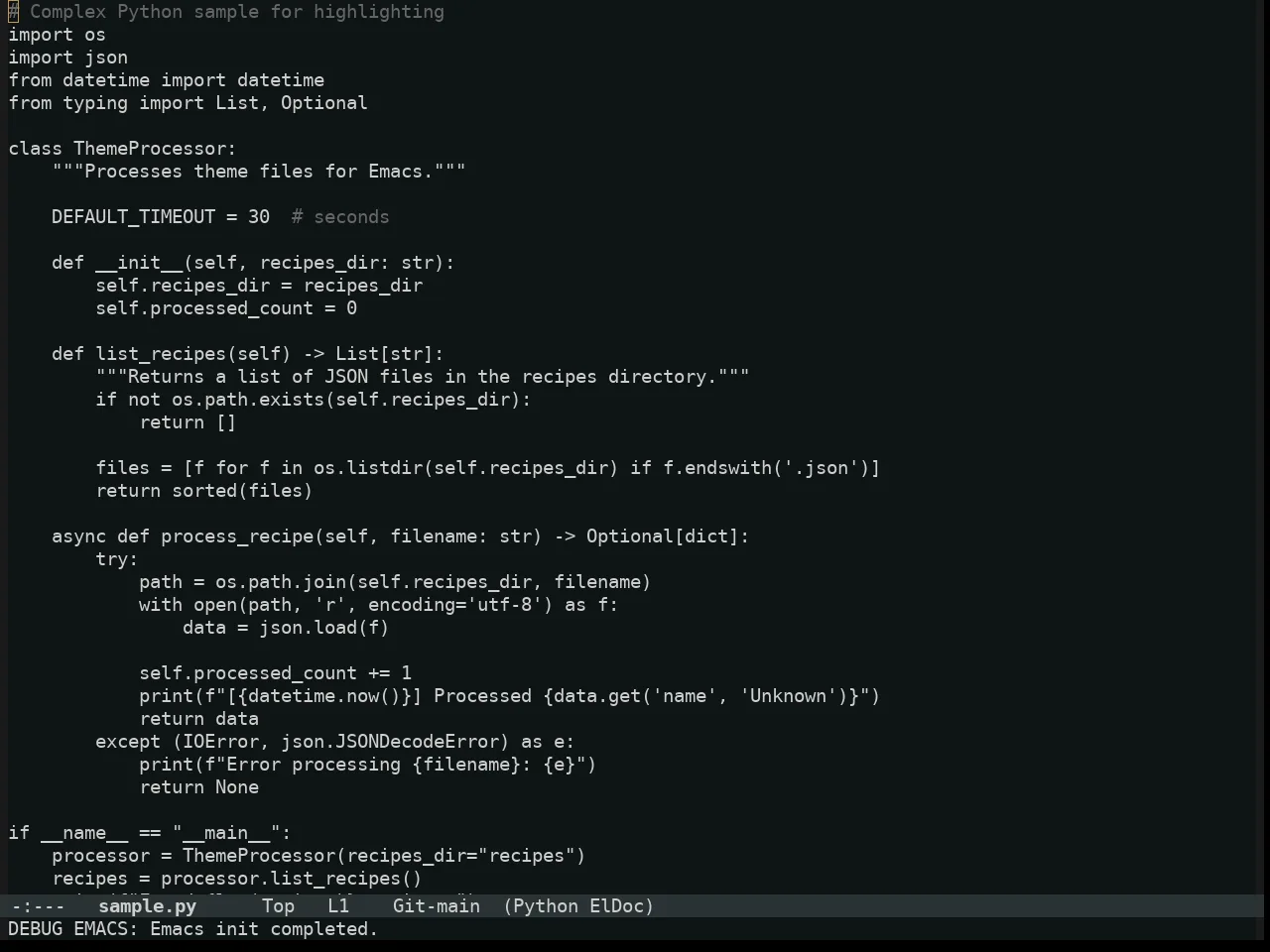 Alabaster Themes Dark Mono Theme in python-mode