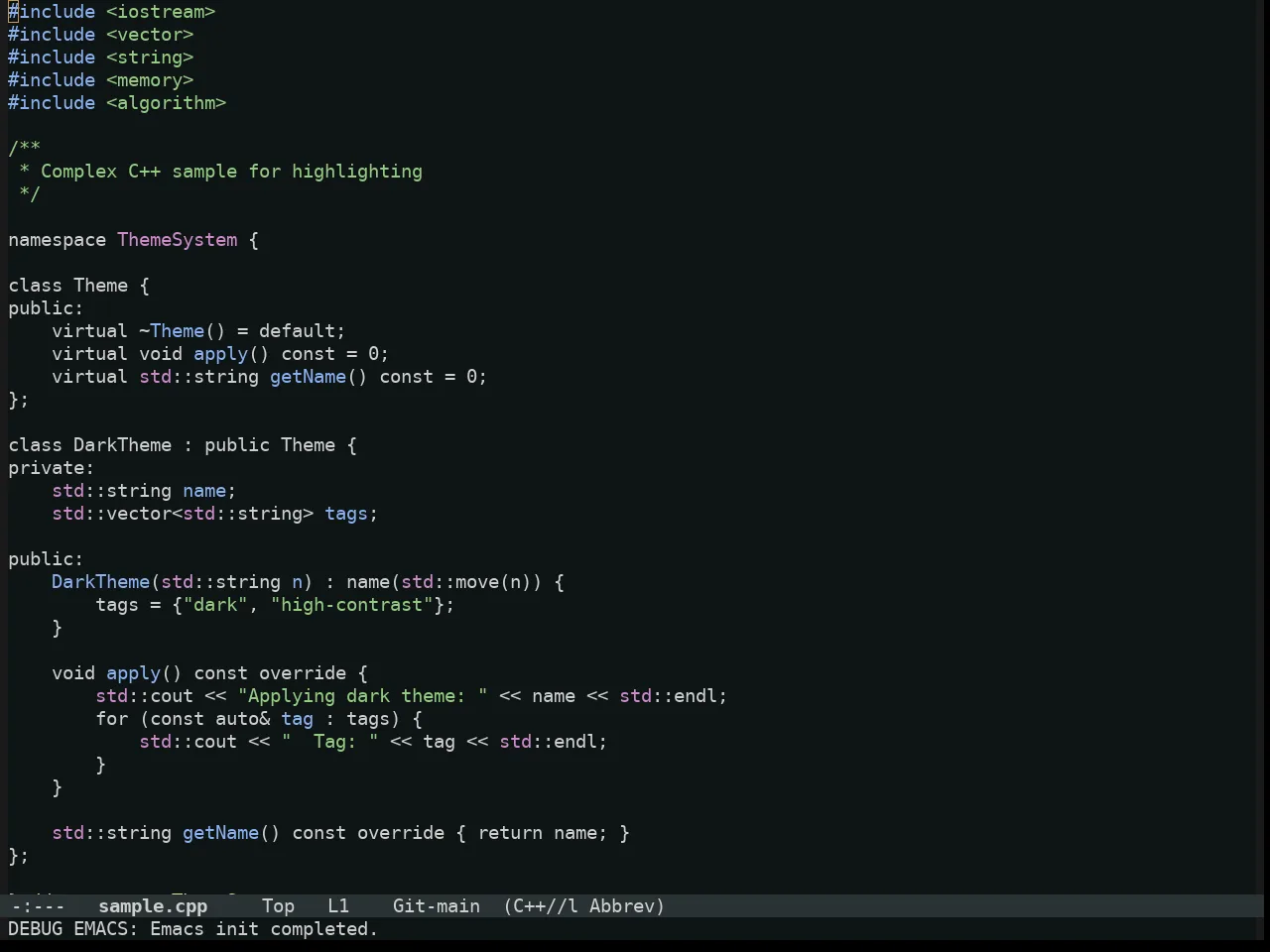 Alabaster Themes Dark Theme in c++-mode