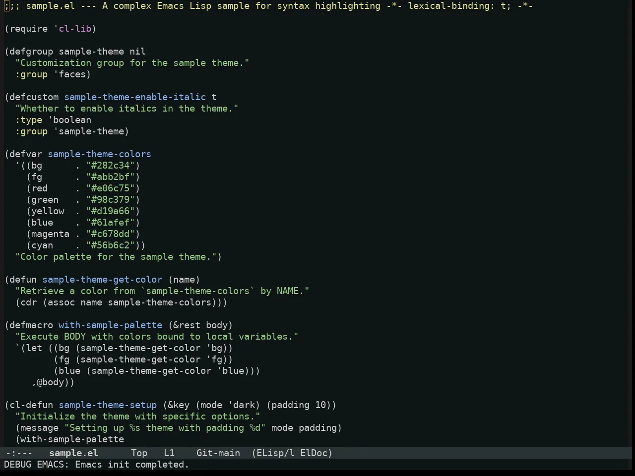 Alabaster Themes Dark Theme in emacs-lisp-mode