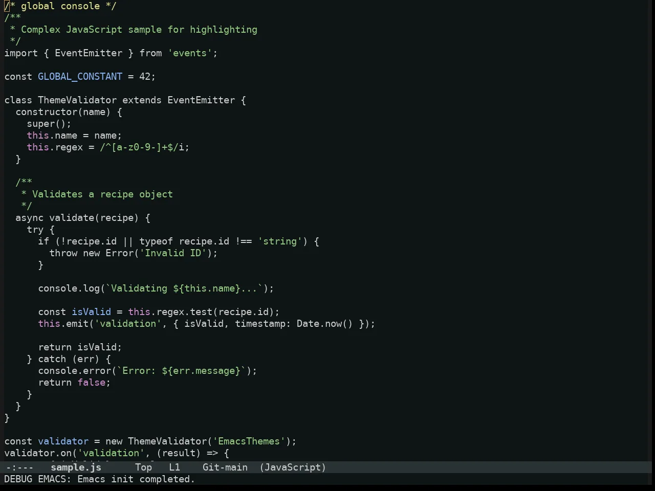 Alabaster Themes Dark Theme in javascript-mode