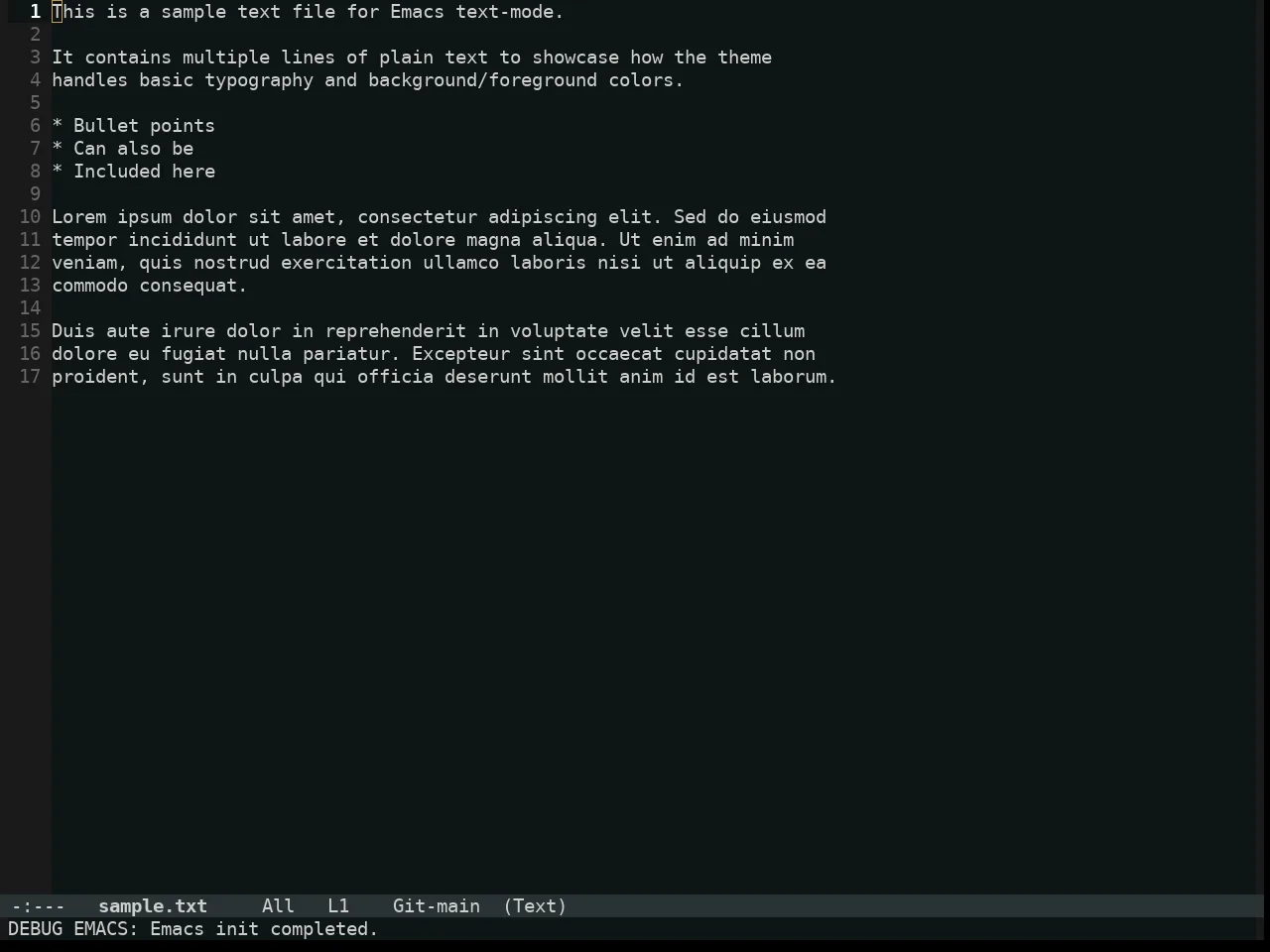 Alabaster Themes Dark Theme in text-mode