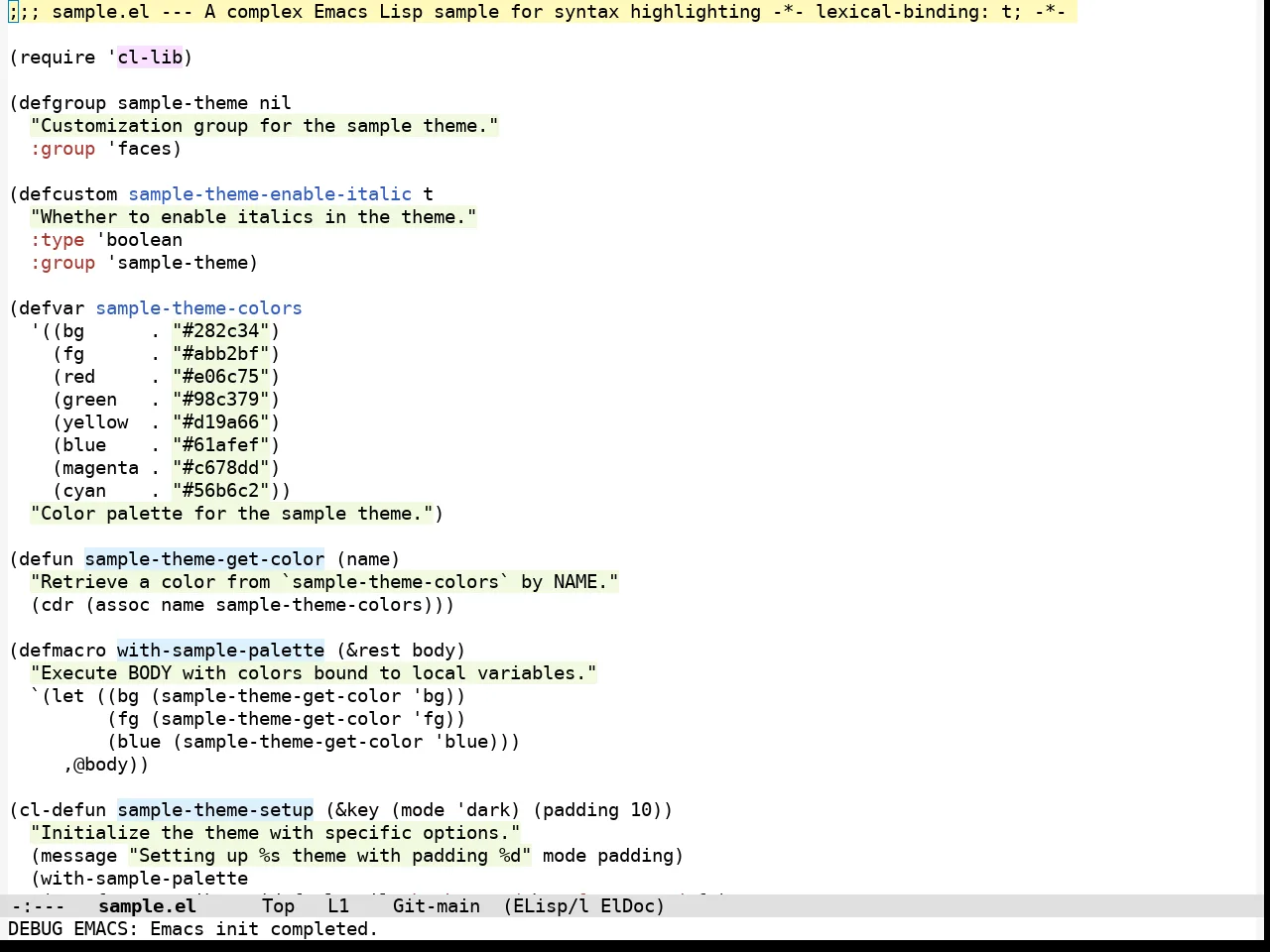 Alabaster Themes Light Bg Theme in emacs-lisp-mode