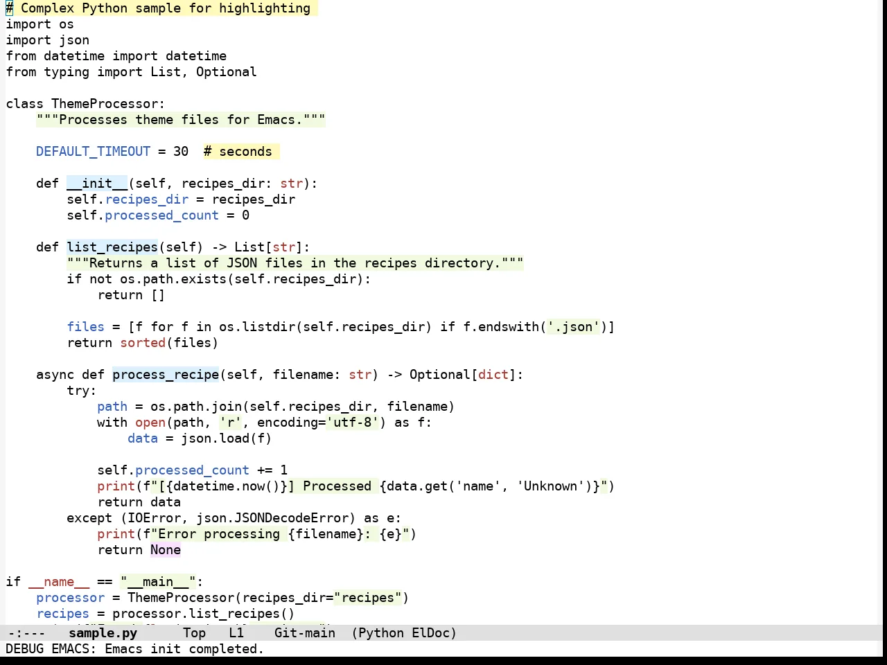 Alabaster Themes Light Bg Theme in python-mode