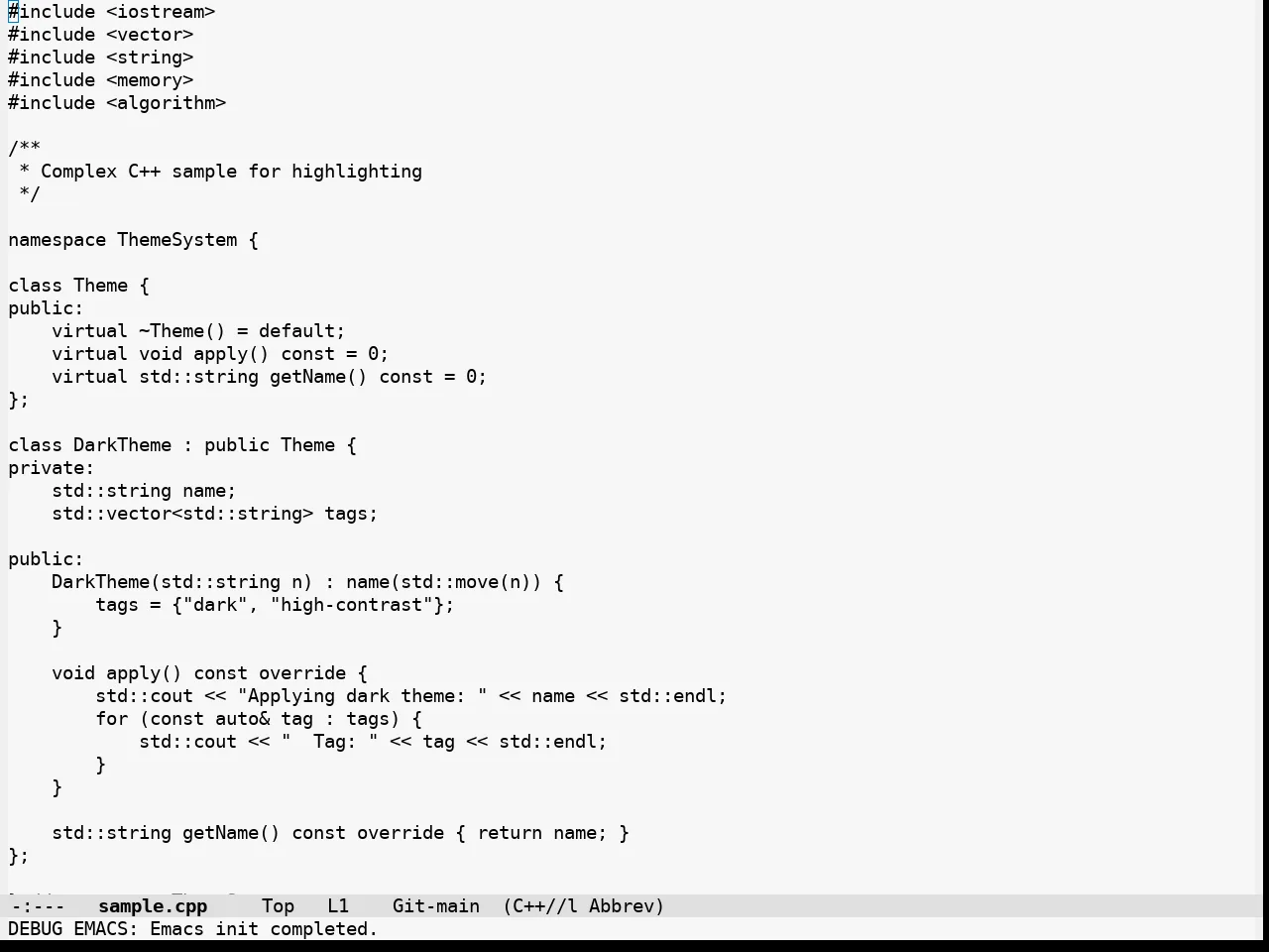Alabaster Themes Light Mono Theme in c++-mode
