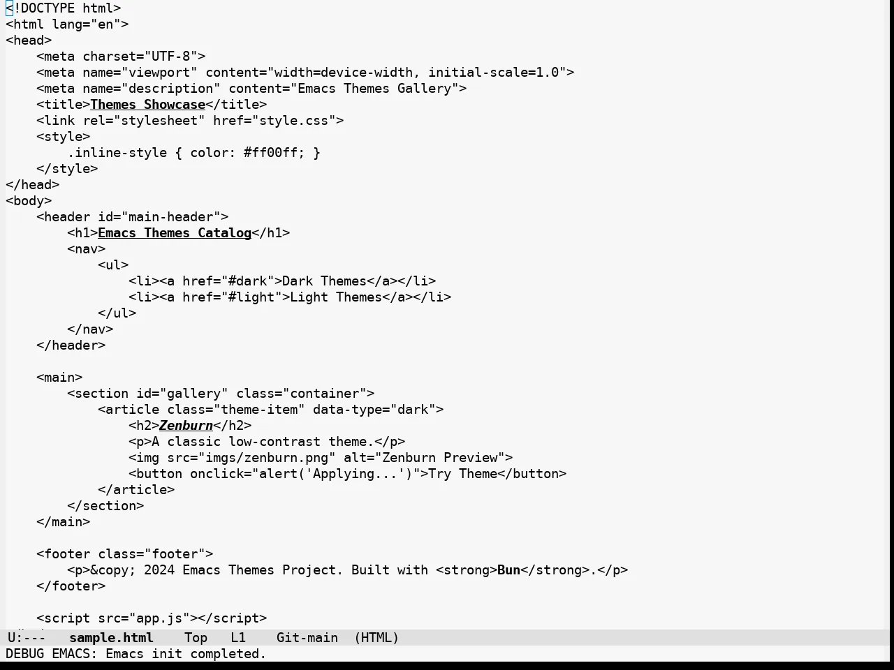 Alabaster Themes Light Mono Theme in html-mode