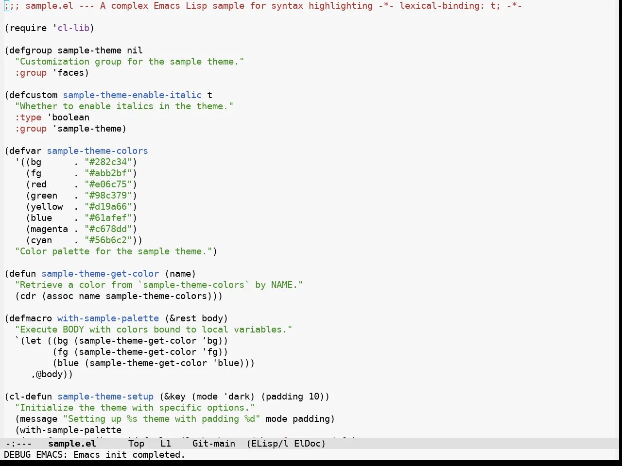Alabaster Themes Light Theme in emacs-lisp-mode