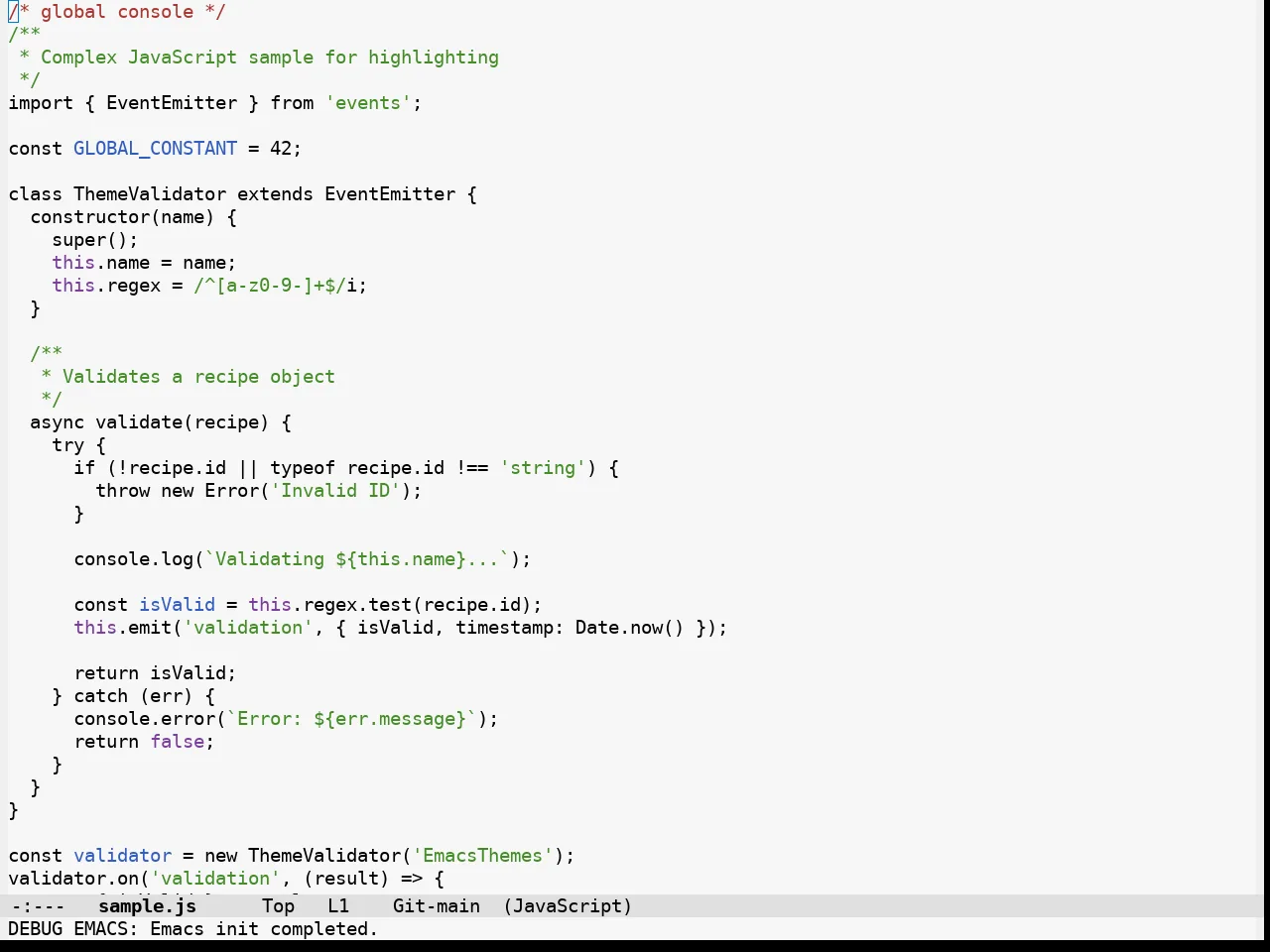 Alabaster Themes Light Theme in javascript-mode