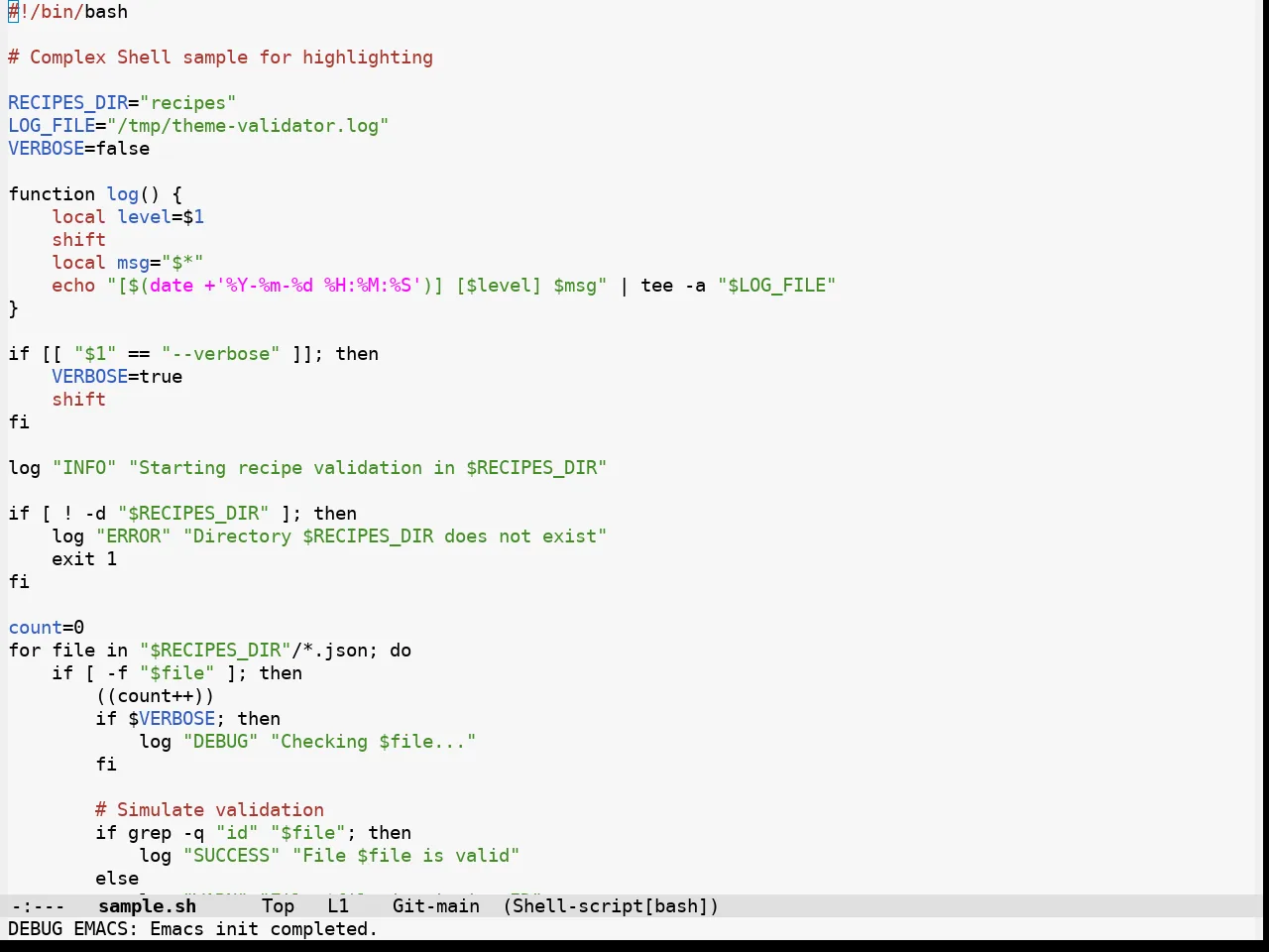 Alabaster Themes Light Theme in sh-mode