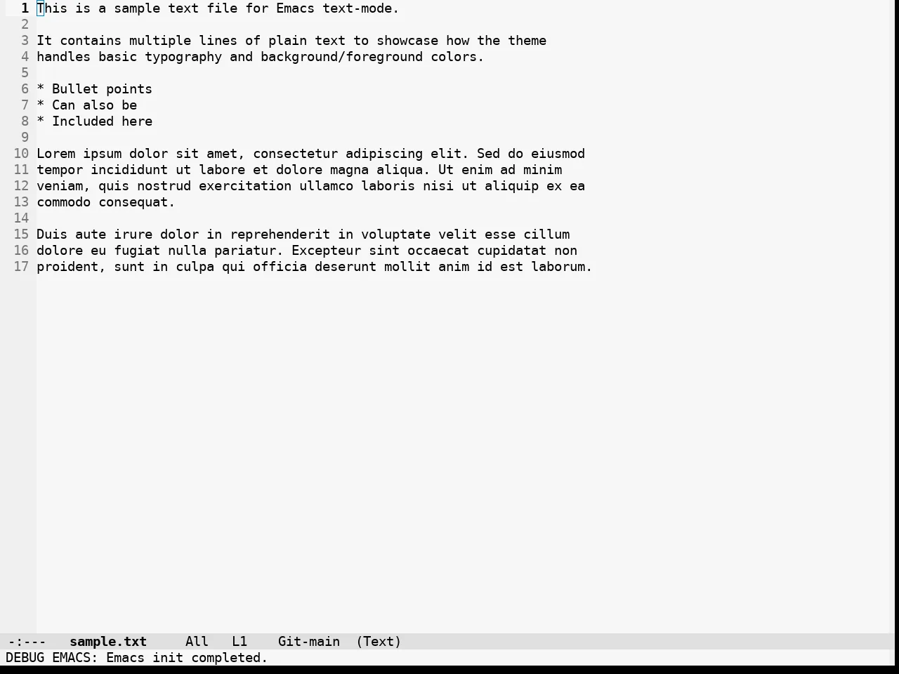 Alabaster Themes Light Theme in text-mode