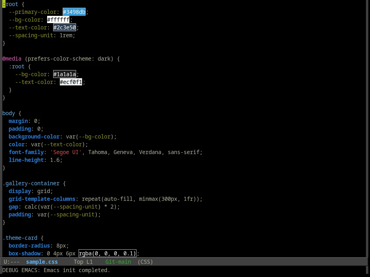 Alect Black Theme in css-mode