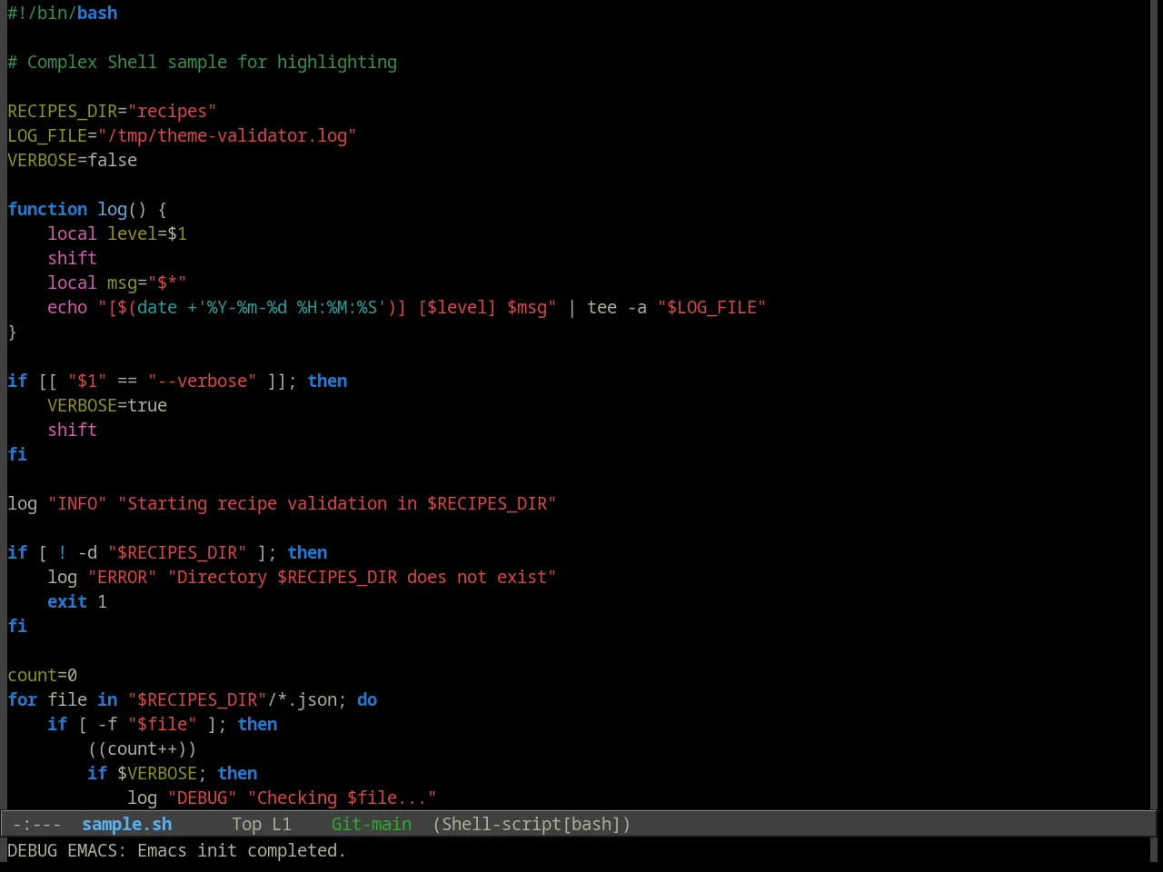 Alect Black Theme in sh-mode