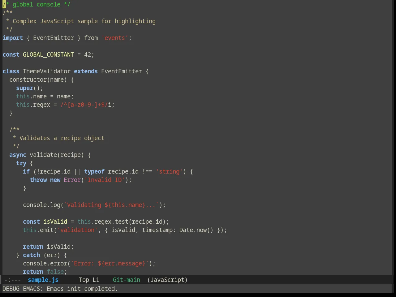 Alect Dark Alt Theme in javascript-mode